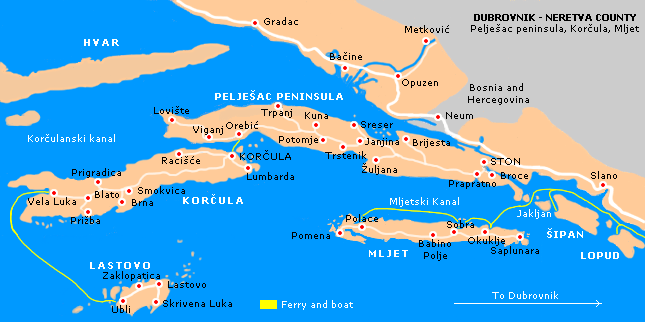 mapa Peljeac